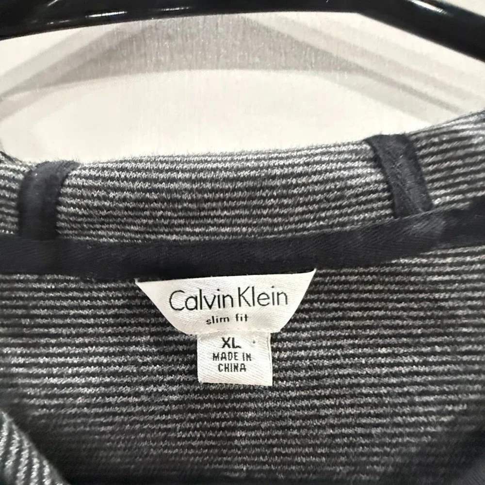 Calvin Klein Hoodie Mens XL Slim Fit‎ Lightweight 1/4 Zip Black